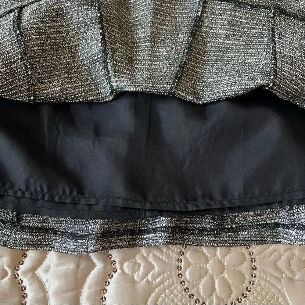Banana Republic Tweed Metallic Pleated Fit & Flare Mini Skirt Size 14